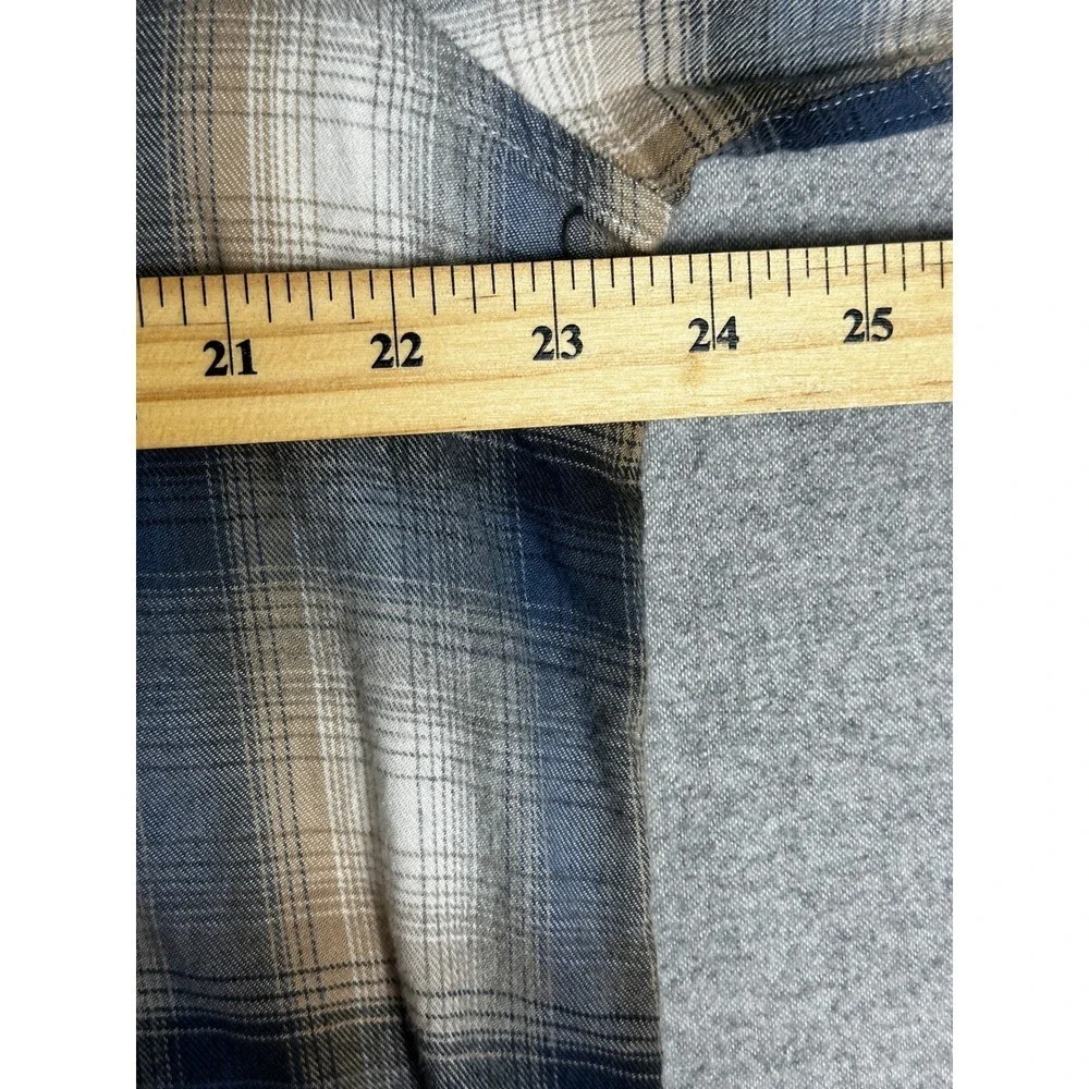 Ben Sherman Mens XXL Blue Tan Plaid Long Sleeve Button Down‎ Flannel Shirt